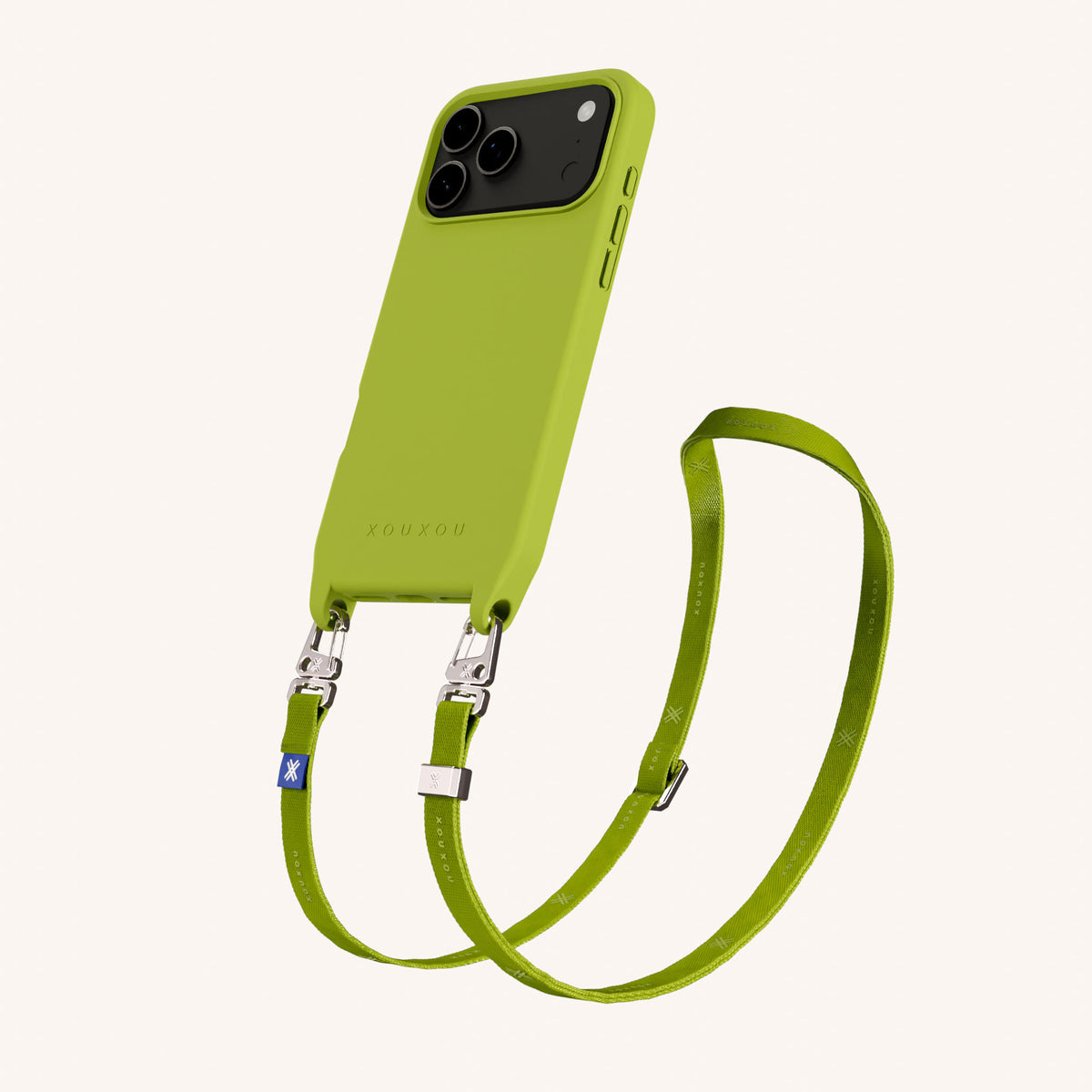 Phone Necklace with Slim Lanyard for iPhone 17 Pro without MagSafe in Clear and Moss Total View | XOUXOU #phone model_iphone 17 pro