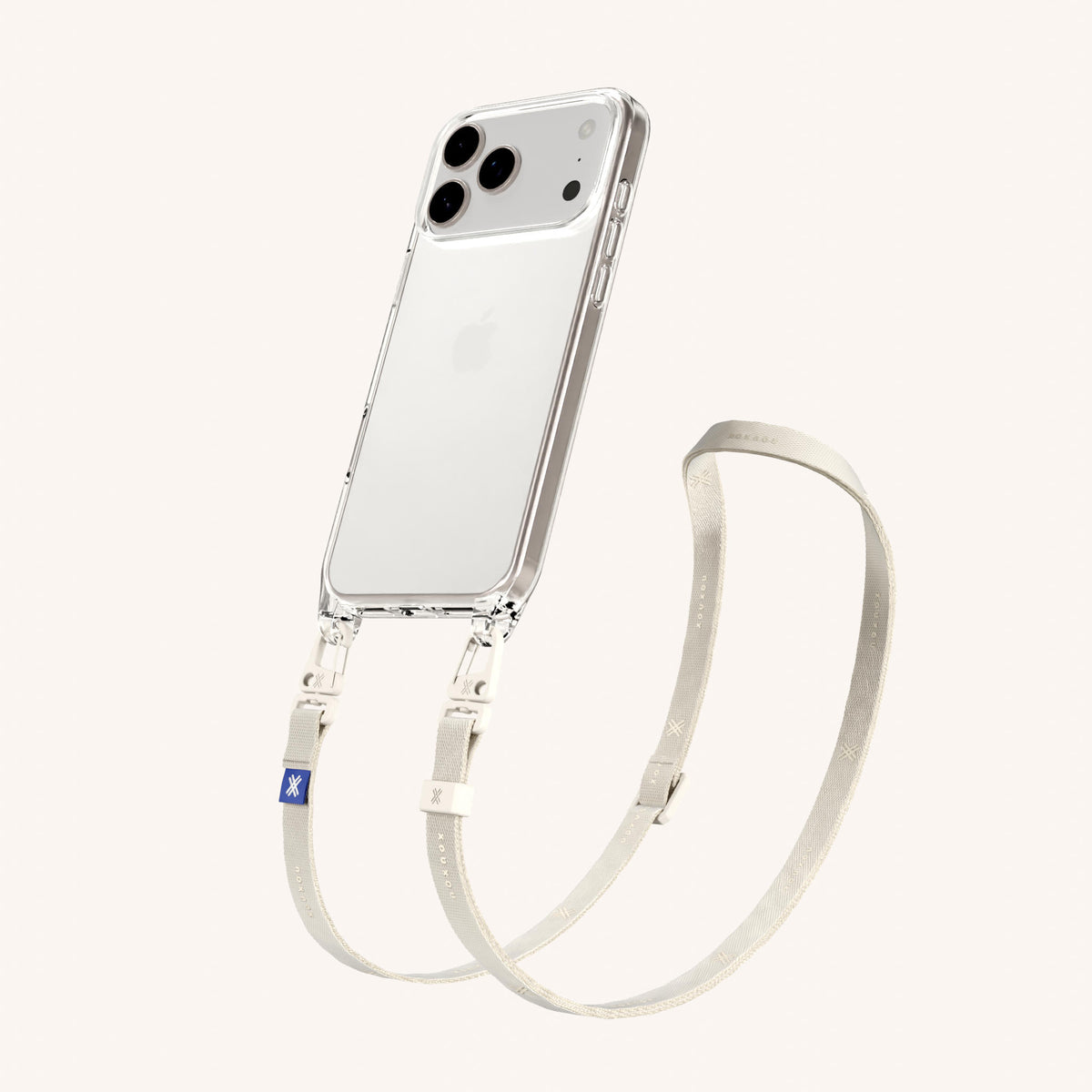 Phone Necklace with Slim Lanyard for iPhone 17 Pro without MagSafe in Clear and Moss Total View | XOUXOU #phone model_iphone 17 pro