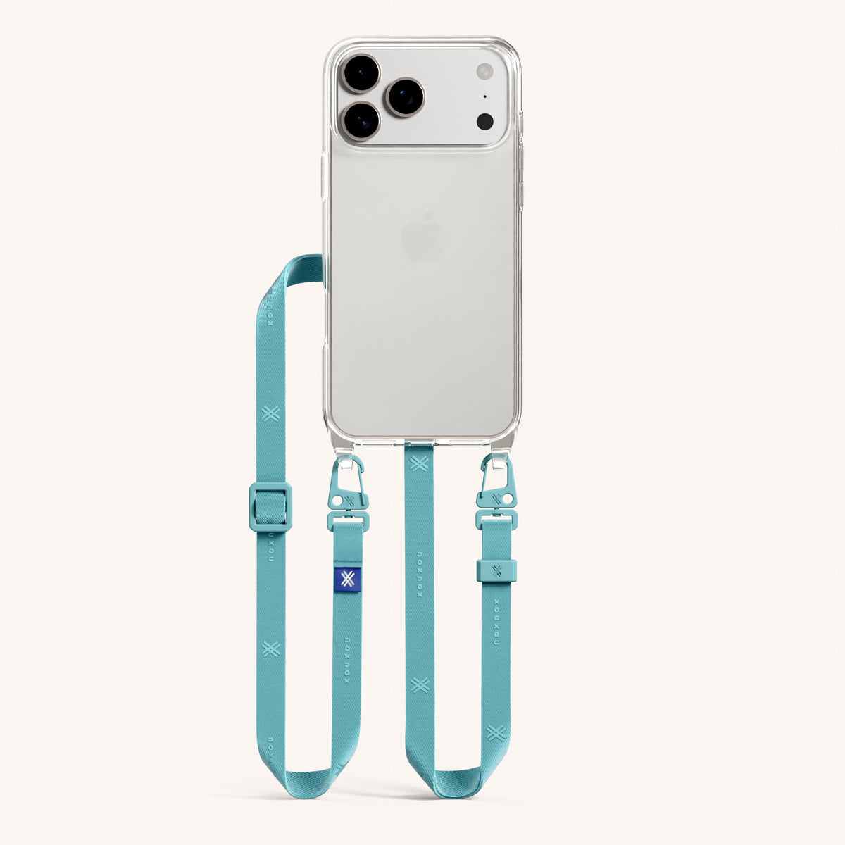 Phone Necklace with Slim Lanyard for iPhone 17 Pro without MagSafe in Clear and Moss Total View | XOUXOU #phone model_iphone 17 pro