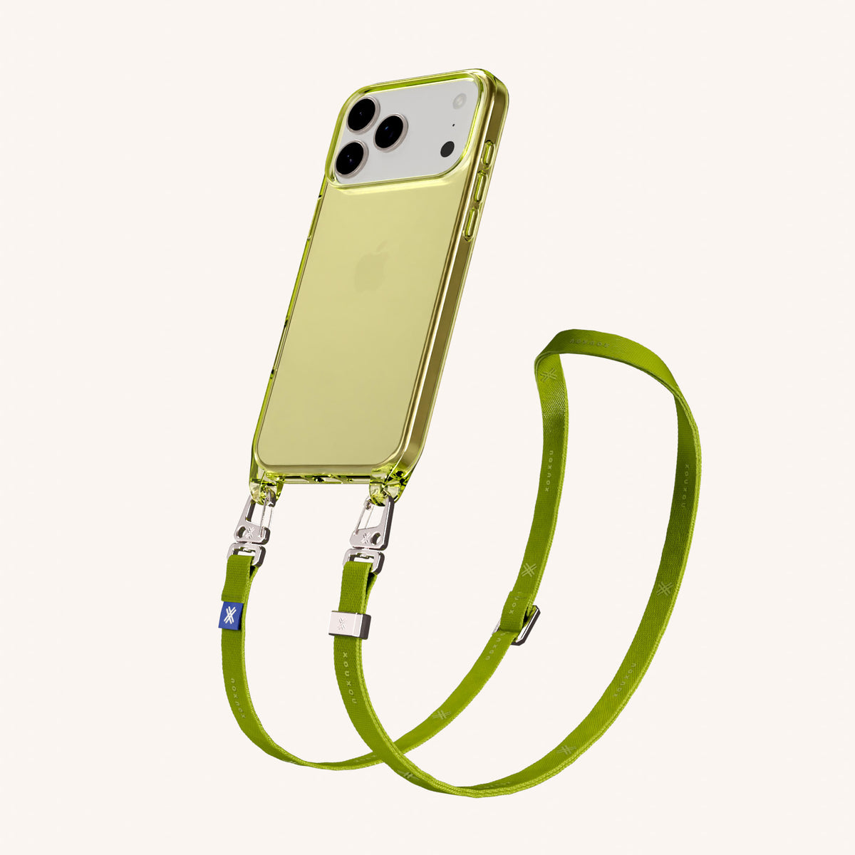 Phone Necklace with Slim Lanyard for iPhone 17 Pro without MagSafe in Clear and Moss Total View | XOUXOU #phone model_iphone 17 pro