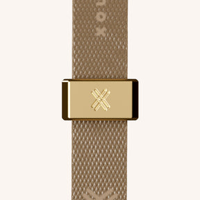 Phone Necklace with Slim Lanyard in Clear + Taupe