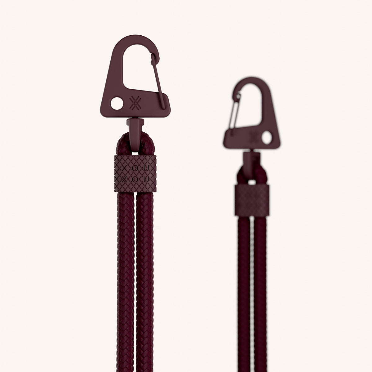 Phone Strap Carabiner Rope in Burgundy Detail View | XOUXOU