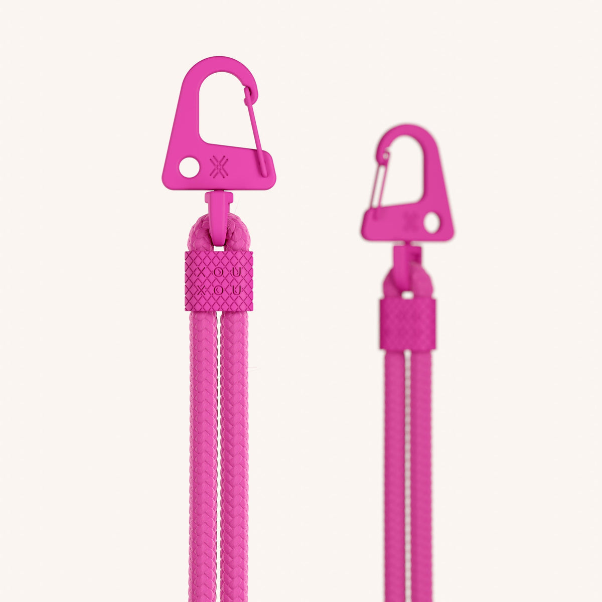 Phone Strap Carabiner Rope in Power Pink Detail View | XOUXOU