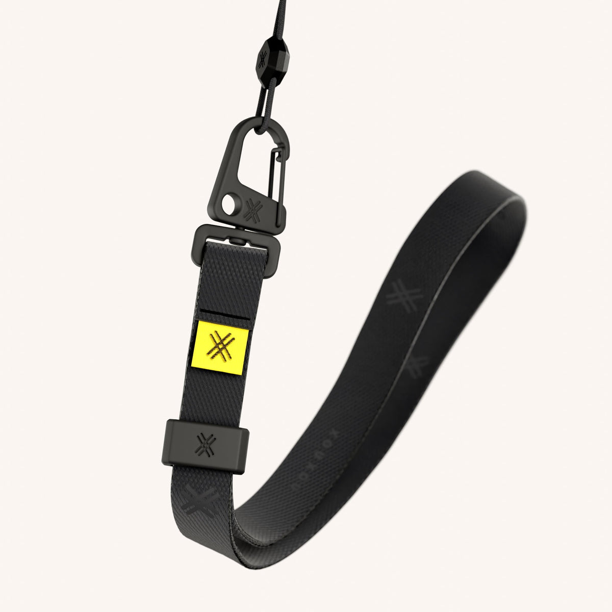 Phone Strap Wrist Strap in Black Detail View | XOUXOU