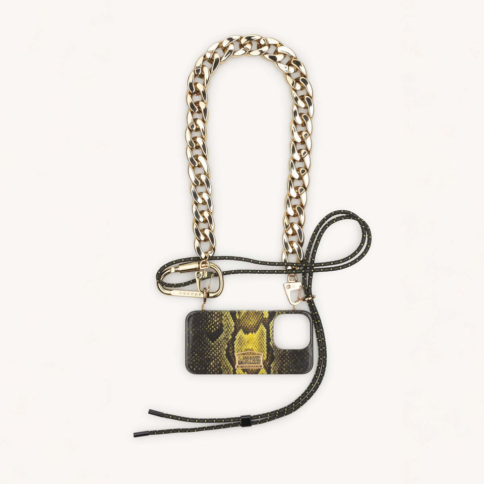 Aries x XOUXOU collab Phone Necklace with Rope and Chain with Snake pattern in Green