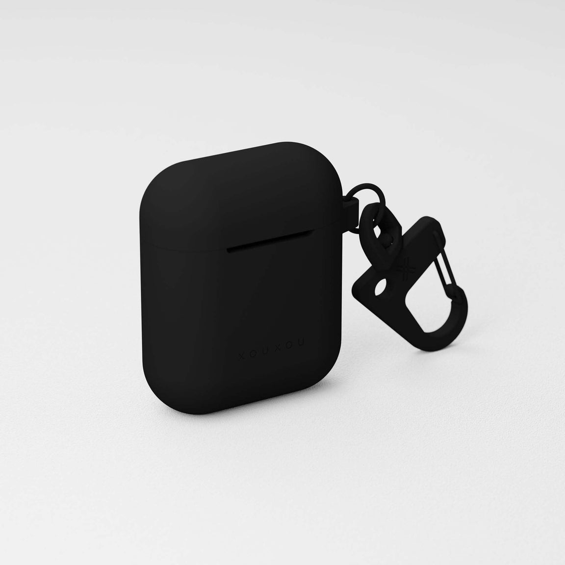 Black Apple AirPods Case 1st and 2nd generation with black carabiner hook | XOUXOU