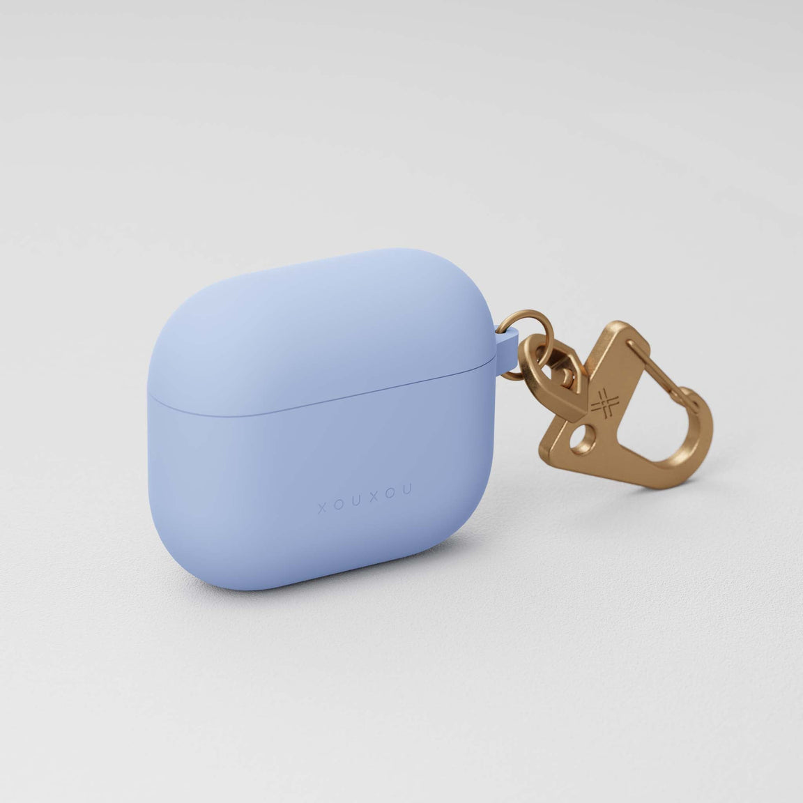 Apple AirPods case 3rd generation in Baby Blue with matt Gold carabiner hook | XOUXOU