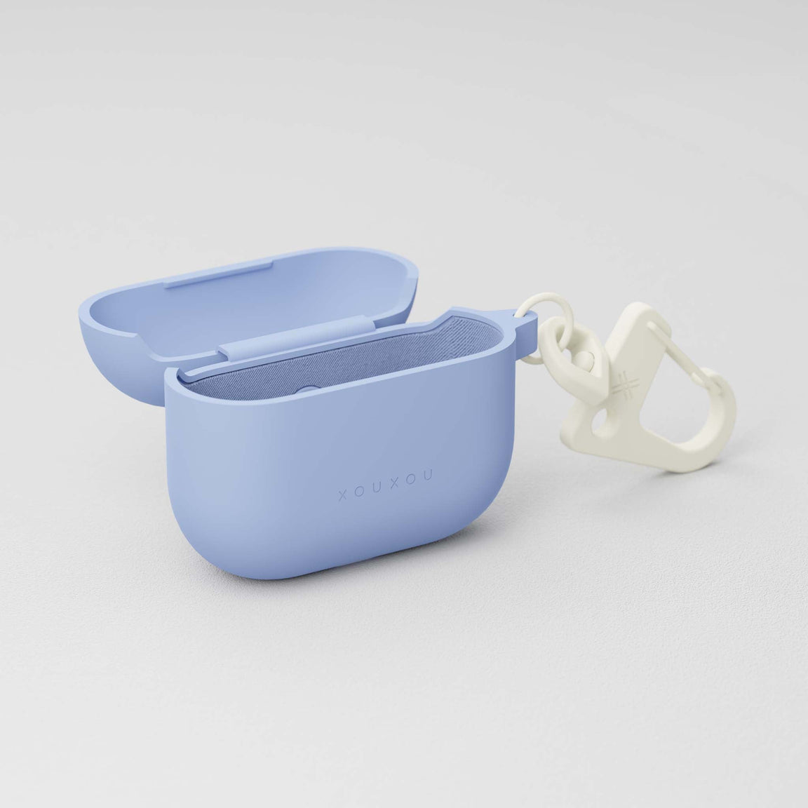 Apple AirPods case 3rd generation in Baby Blue with carabiner hook in white | XOUXOU