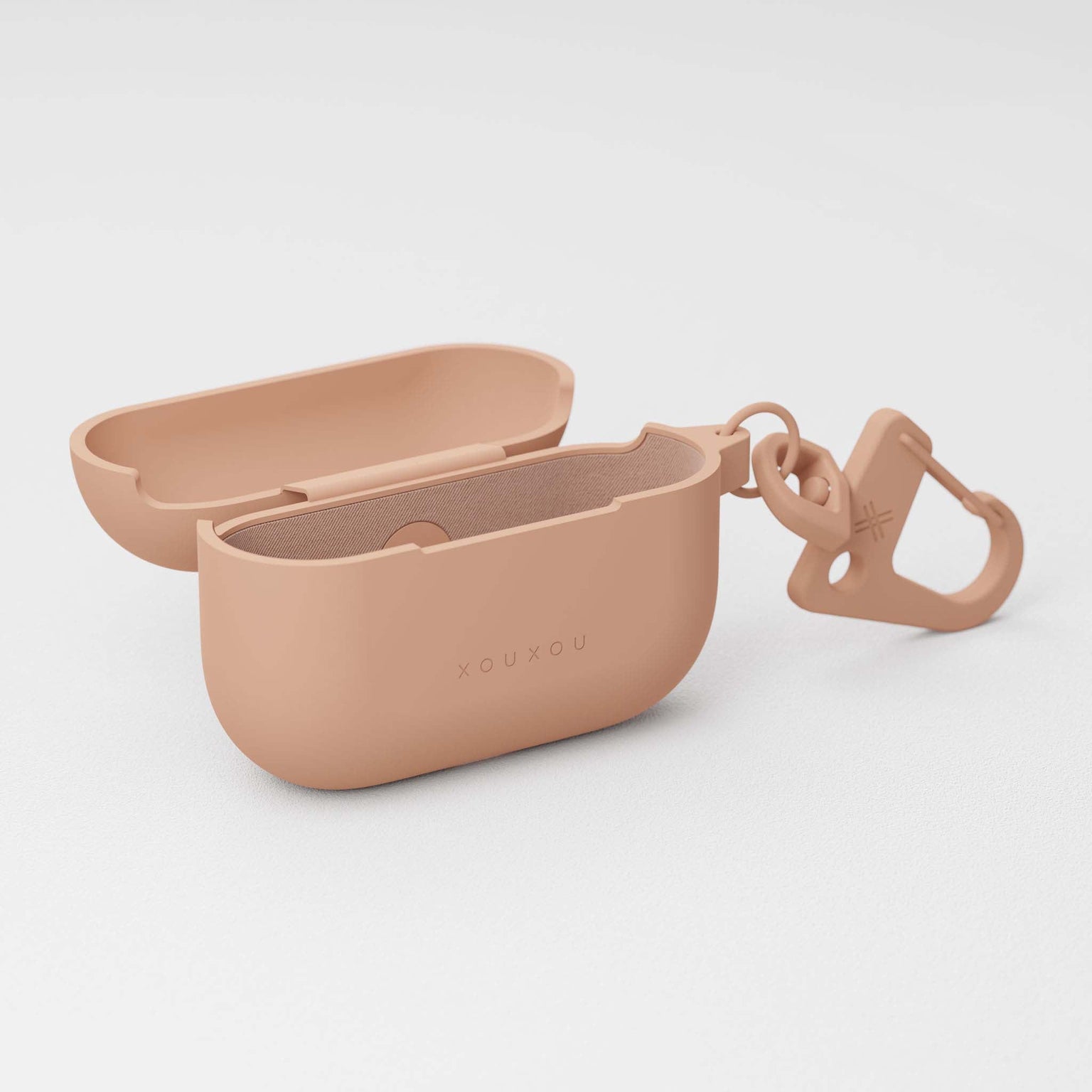 Powder Pink AirPods case Pro with metal carabiner | XOUXOU
