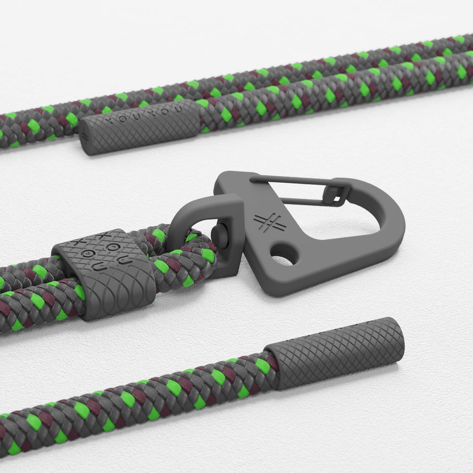 Modular Ash Grey Phone Rope with Acid Green Dots | XOUXOU