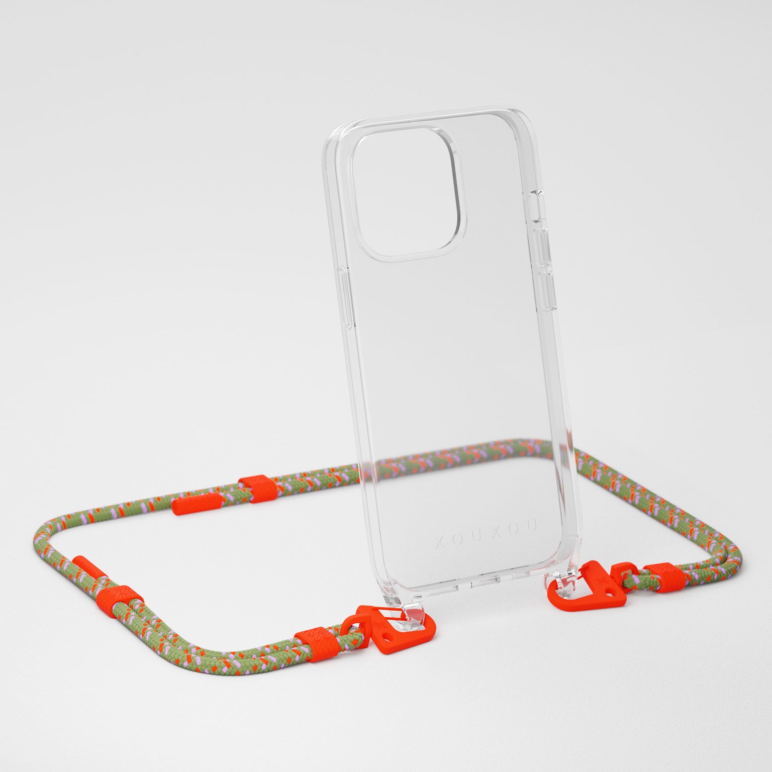 Clear + Orange Camouflage Phone Necklace