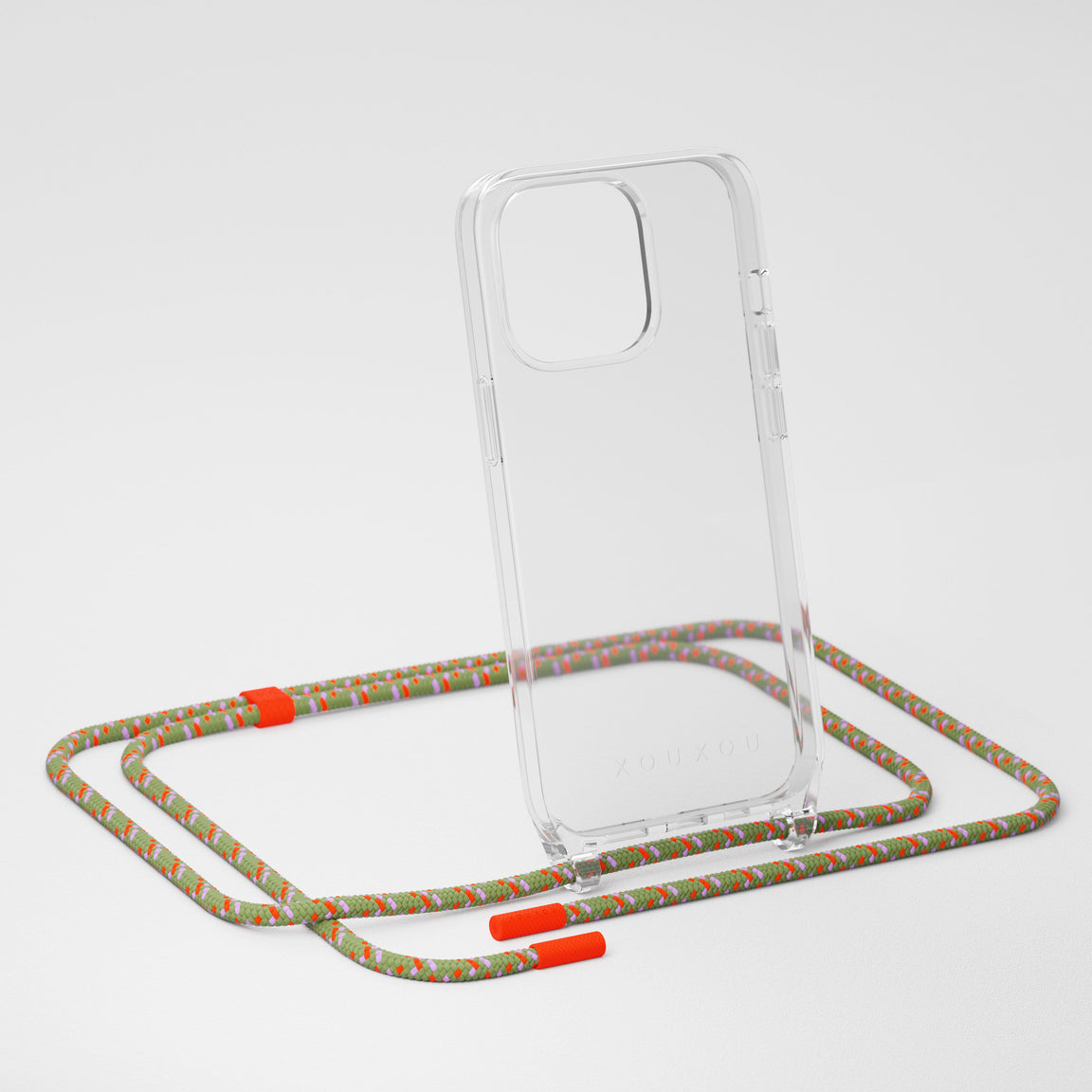 Clear + Orange Camouflage Phone Necklace