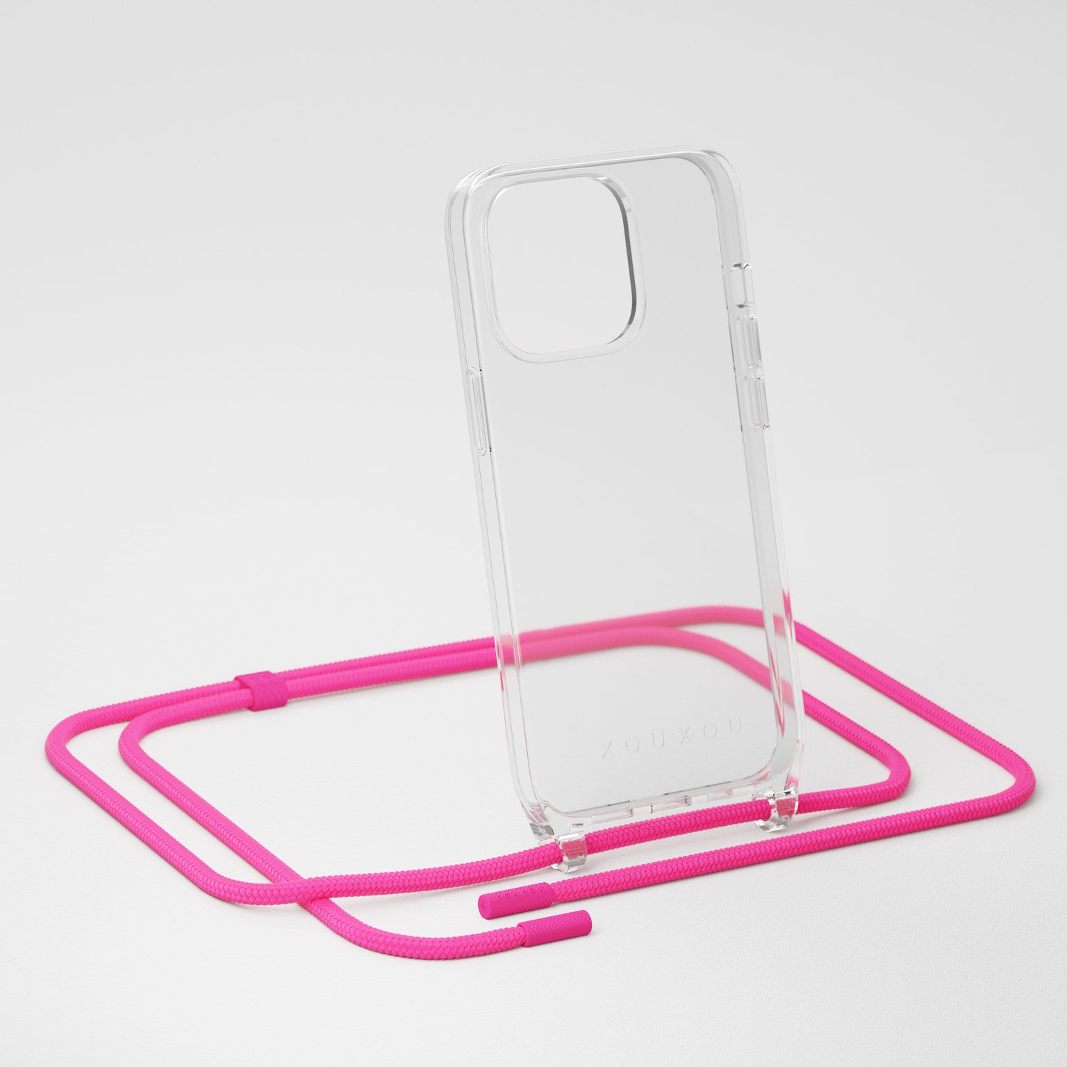 Clear + Power Pink Phone Necklace