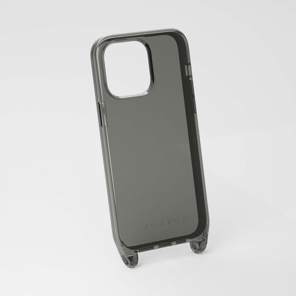 Semi transparent iPhone 14 Case in Ash Grey with Eyelets | XOUXOU