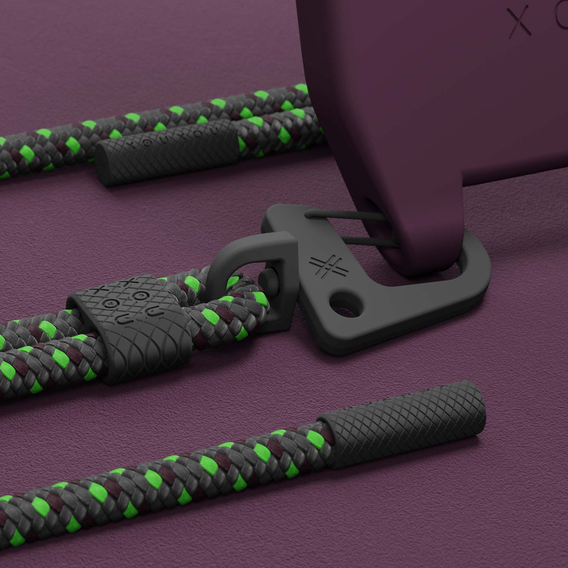 Burgundy iPhone Case with Ash Grey Carabiner Rope | XOUXOU