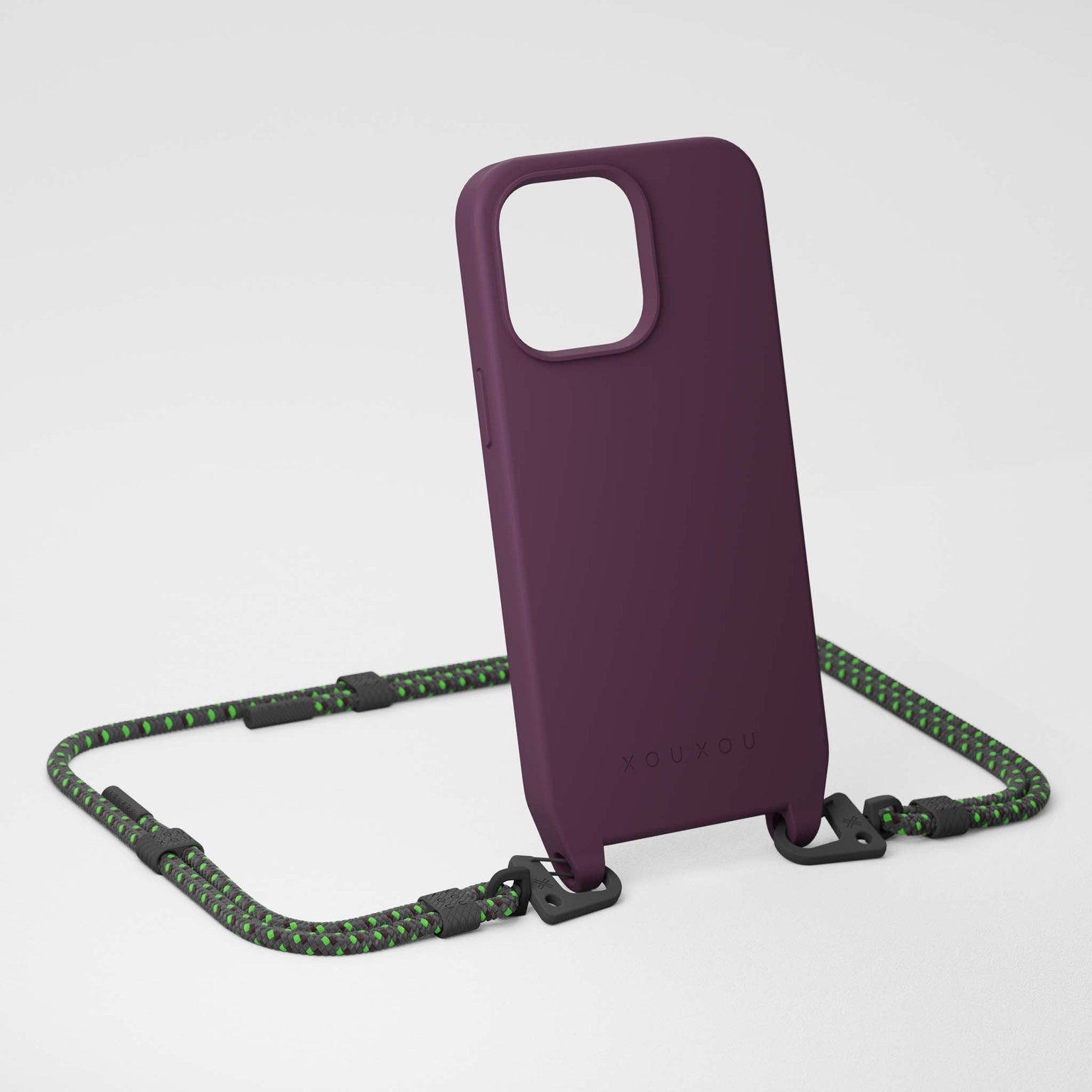 Burgundy iPhone Case with Ash Grey Carabiner Rope | XOUXOU