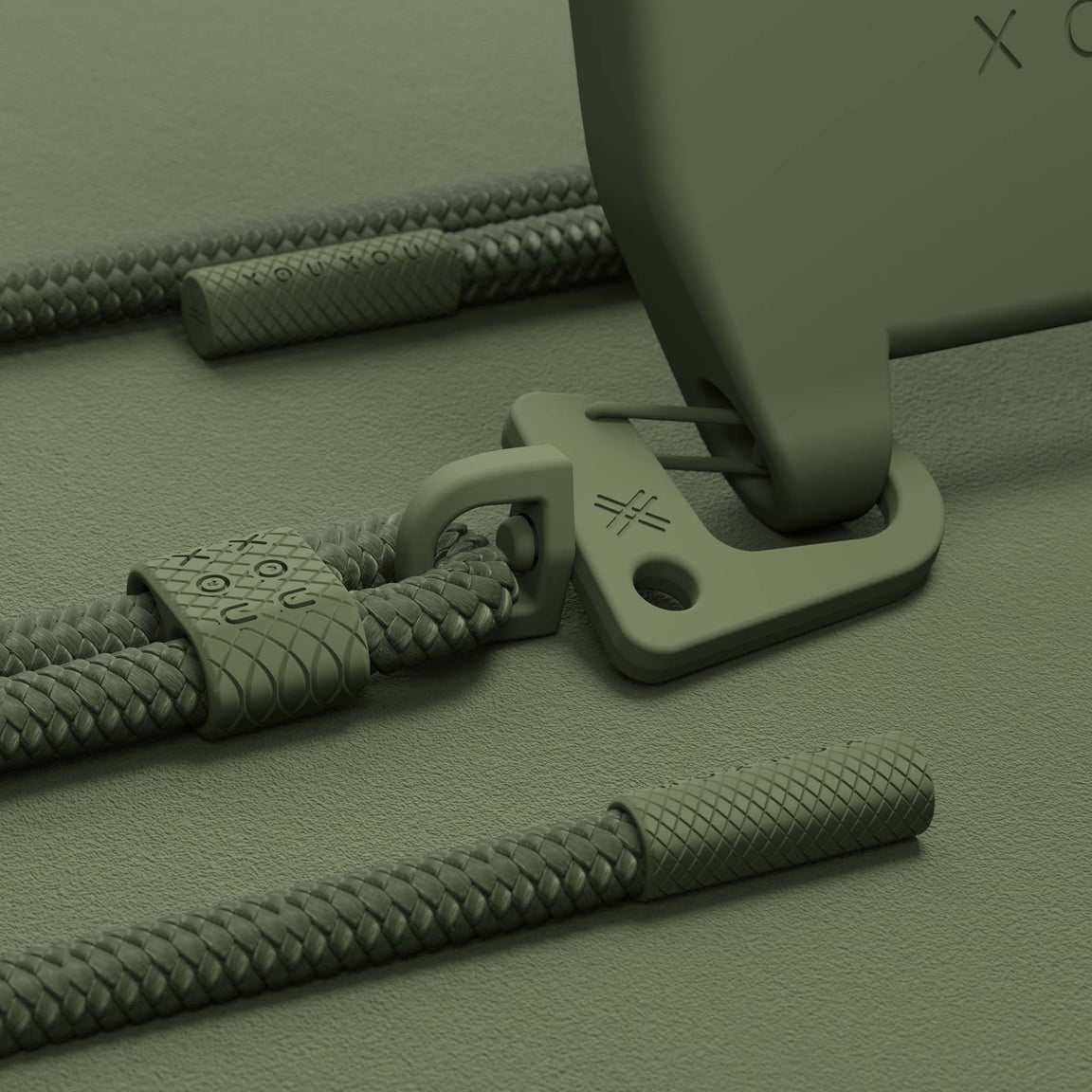 Moss Green iPhone 14 Case with Moss Green Carabiner Rope | XOUXOU