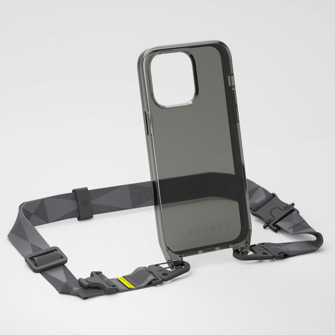 Clear iPhone 14 Case with modular Strap in Ash Grey | XOUXOU
