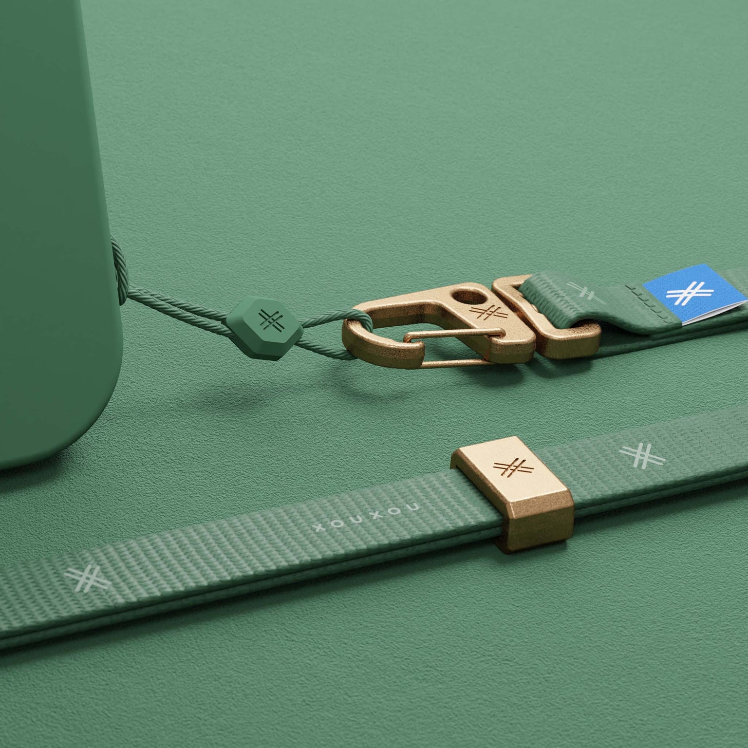Sage  Green Phone Case with Wrist Strap tone in tone - Detail | XOUXOU