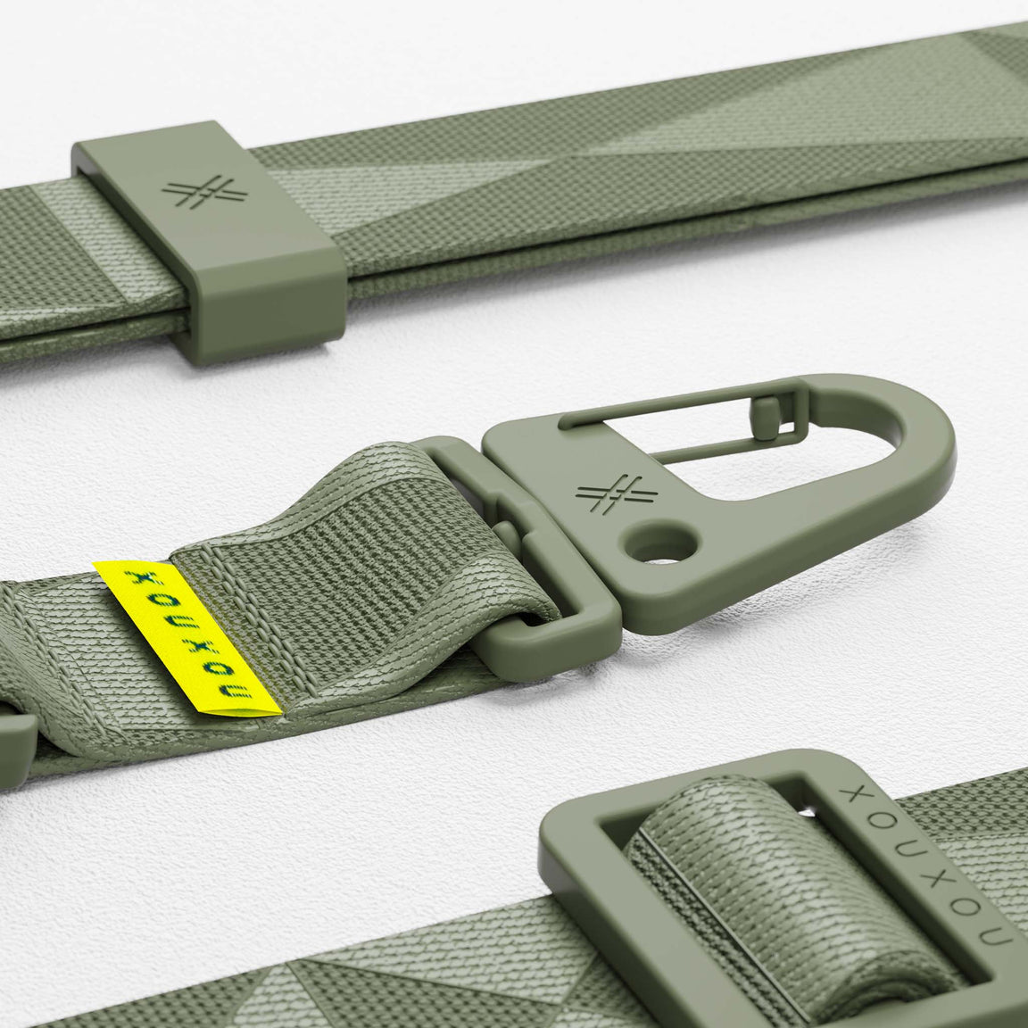 Modular wide Phone Strap in Moss Green with Carabiner | XOUXOU