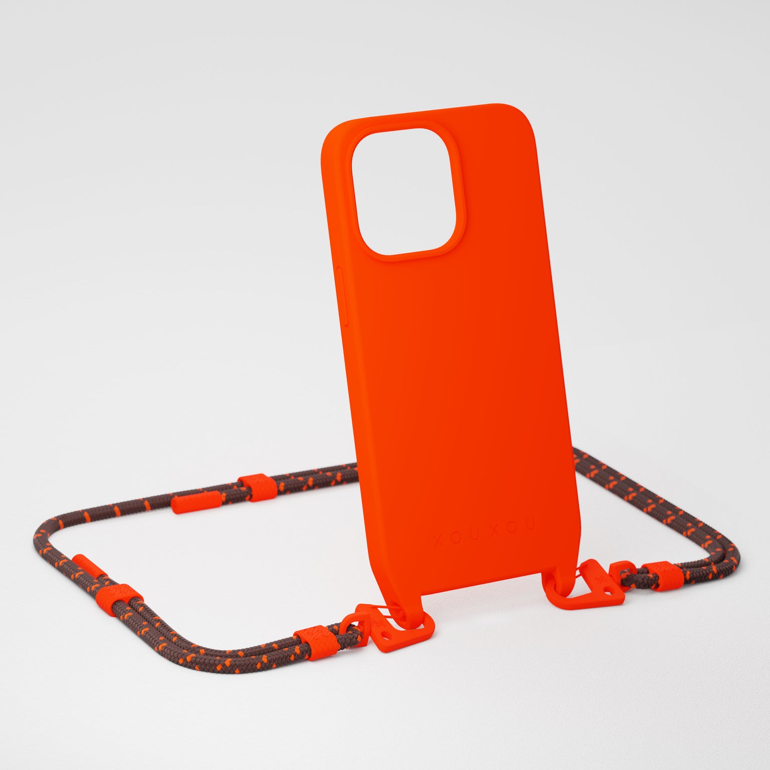 Neon Orange + Chestnut Phone Necklace