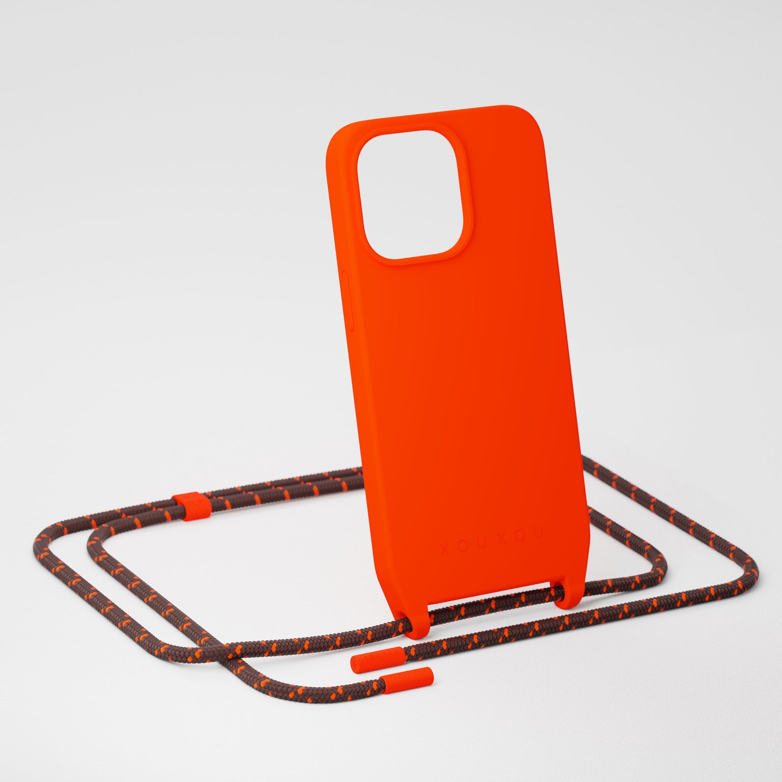 Neon Orange + Chestnut Phone Necklace
