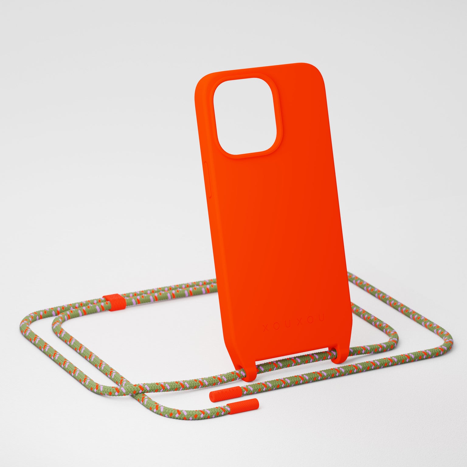 Neon Orange + Orange Camouflage Phone Necklace